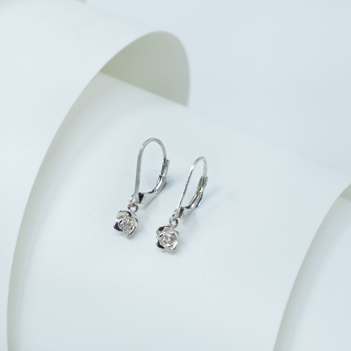 Silver CZ Rose Earring