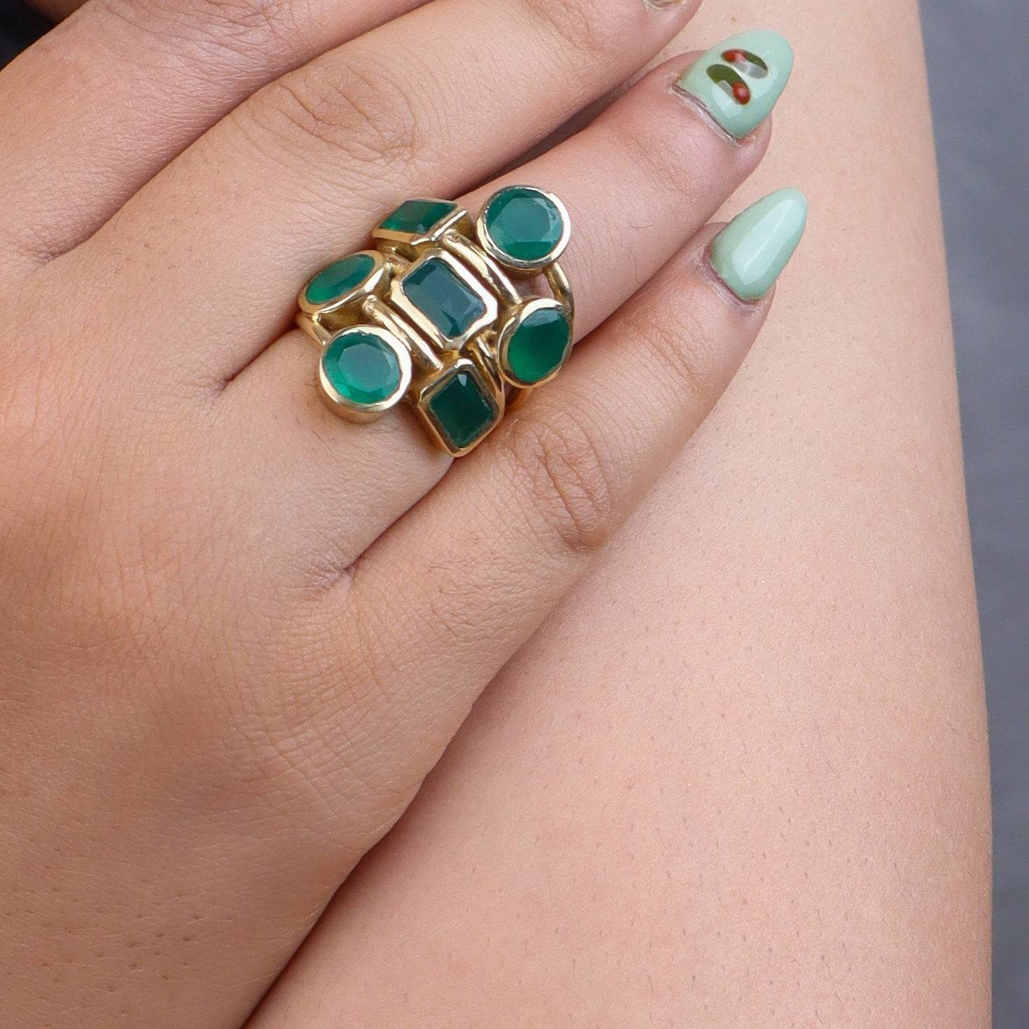 Model wearing Brass Fashion Ring for a stylish and contemporary fashion jewellery look