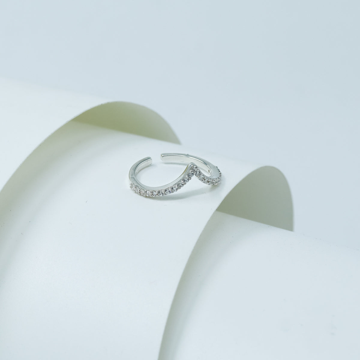 Silver CZ V Ring