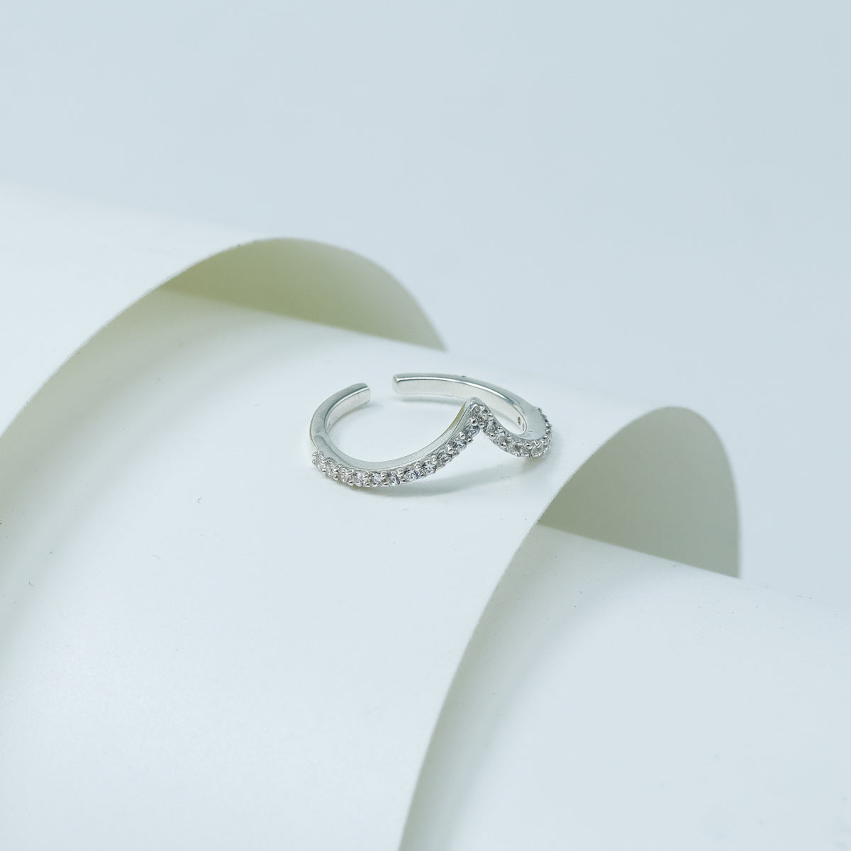 Silver CZ V Ring
