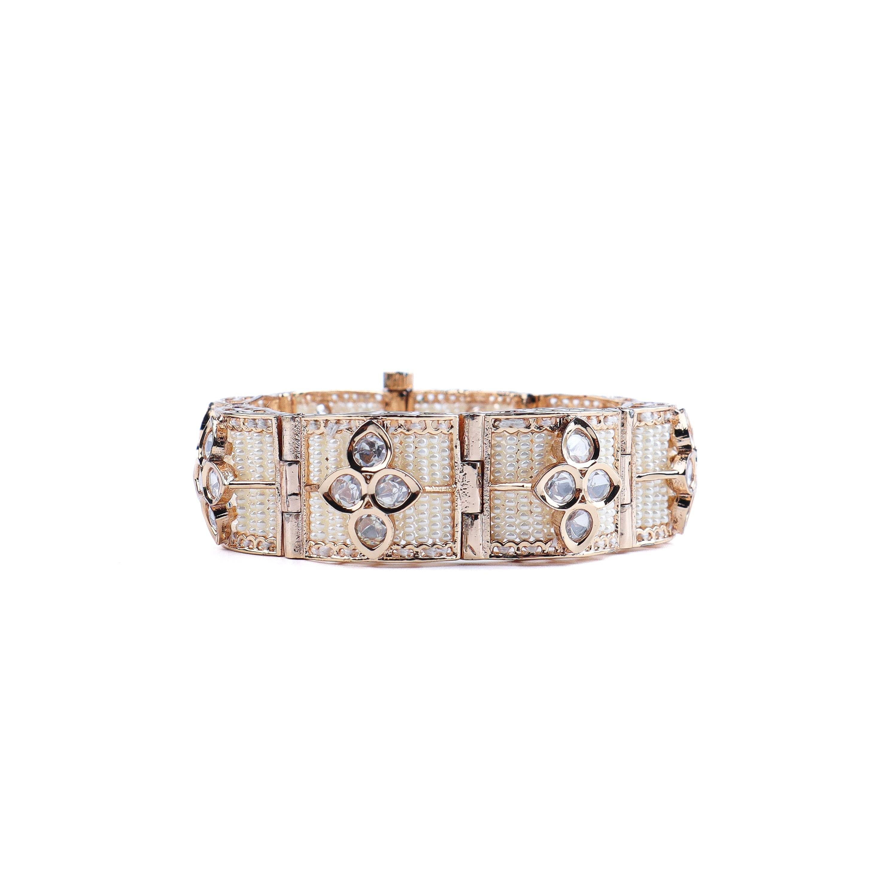Close-up of 22K gold-plated fashion bracelet showcasing intricate detailing, fine craftsmanship, and rich 22K gold plating