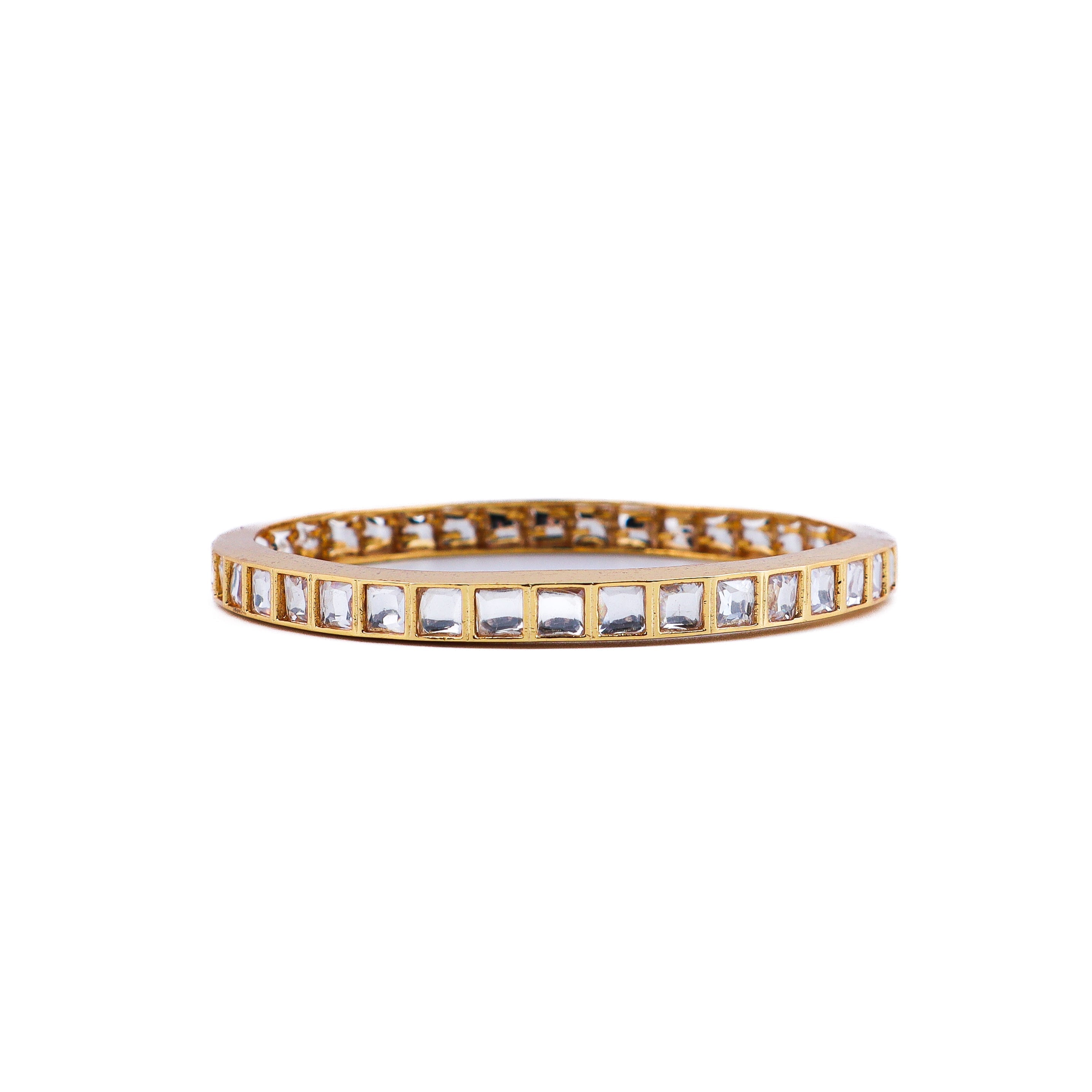 Close-up of a 22K gold-plated fashion bangle (single) showcasing intricate detailing, fine craftsmanship, and a rich 22K gold-plated finish