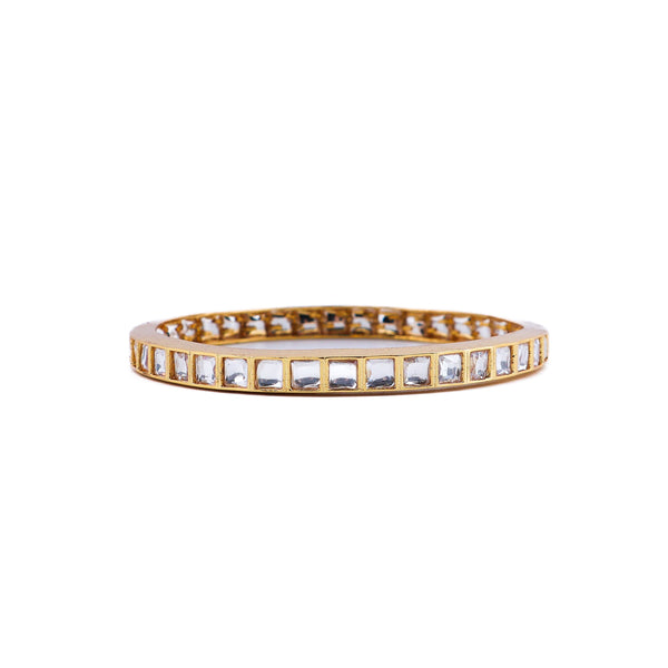 Close-up of a 22K gold-plated fashion bangle (single) showcasing intricate detailing, fine craftsmanship, and a rich 22K gold-plated finish