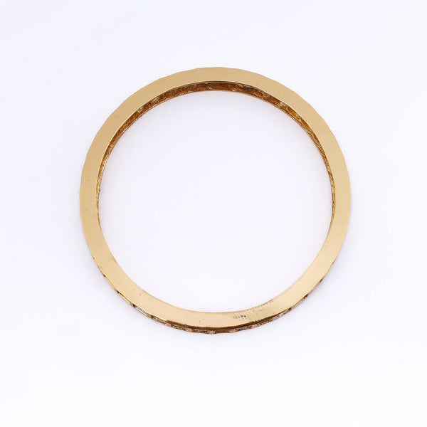 Detailed view of a 22K gold-plated fashion bangle (single) highlighting intricate motifs, textured detailing, and premium 22K gold plating