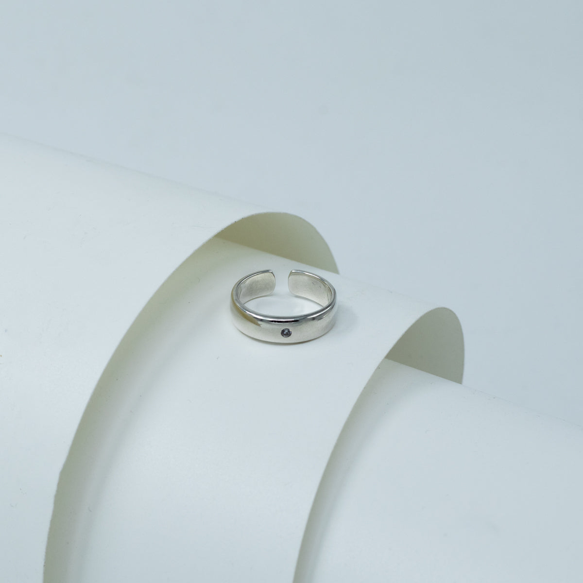 Silver CZ Unisex Band Ring