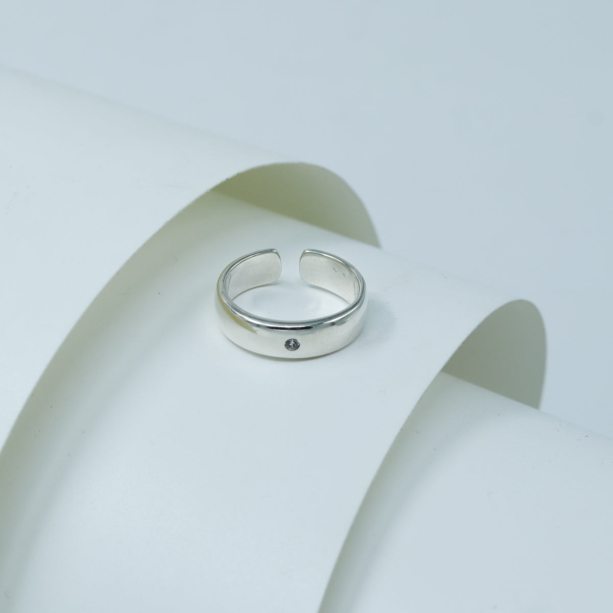 Silver CZ Unisex Band Ring