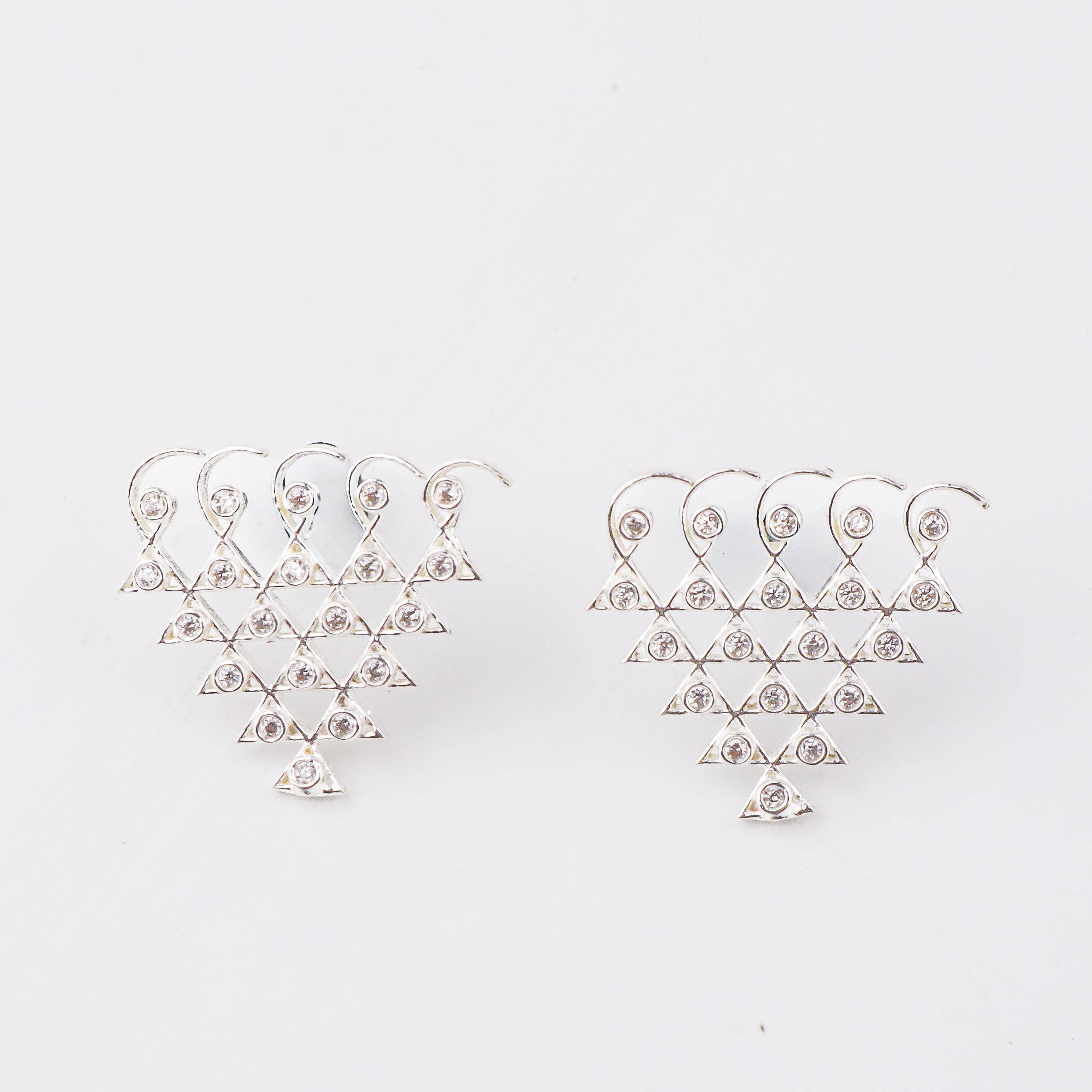 Silver CZ Saraswati Earrings