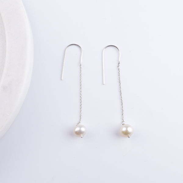 Pearl Dangle Chain Earrings