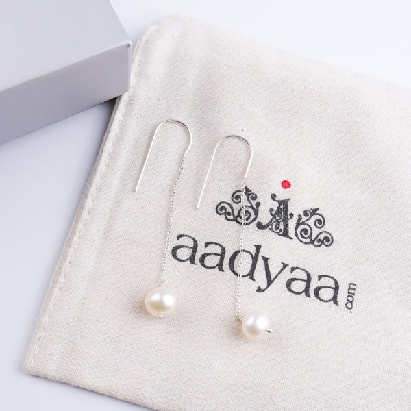 Pearl Dangle Chain Earrings