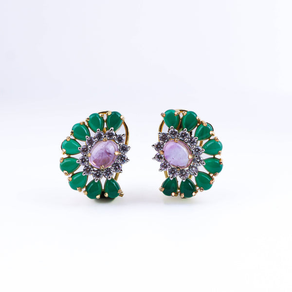 Detailed view of a 22K gold-plated fashion earring highlighting intricate motifs, textured detailing, and premium 22K gold-plated finish