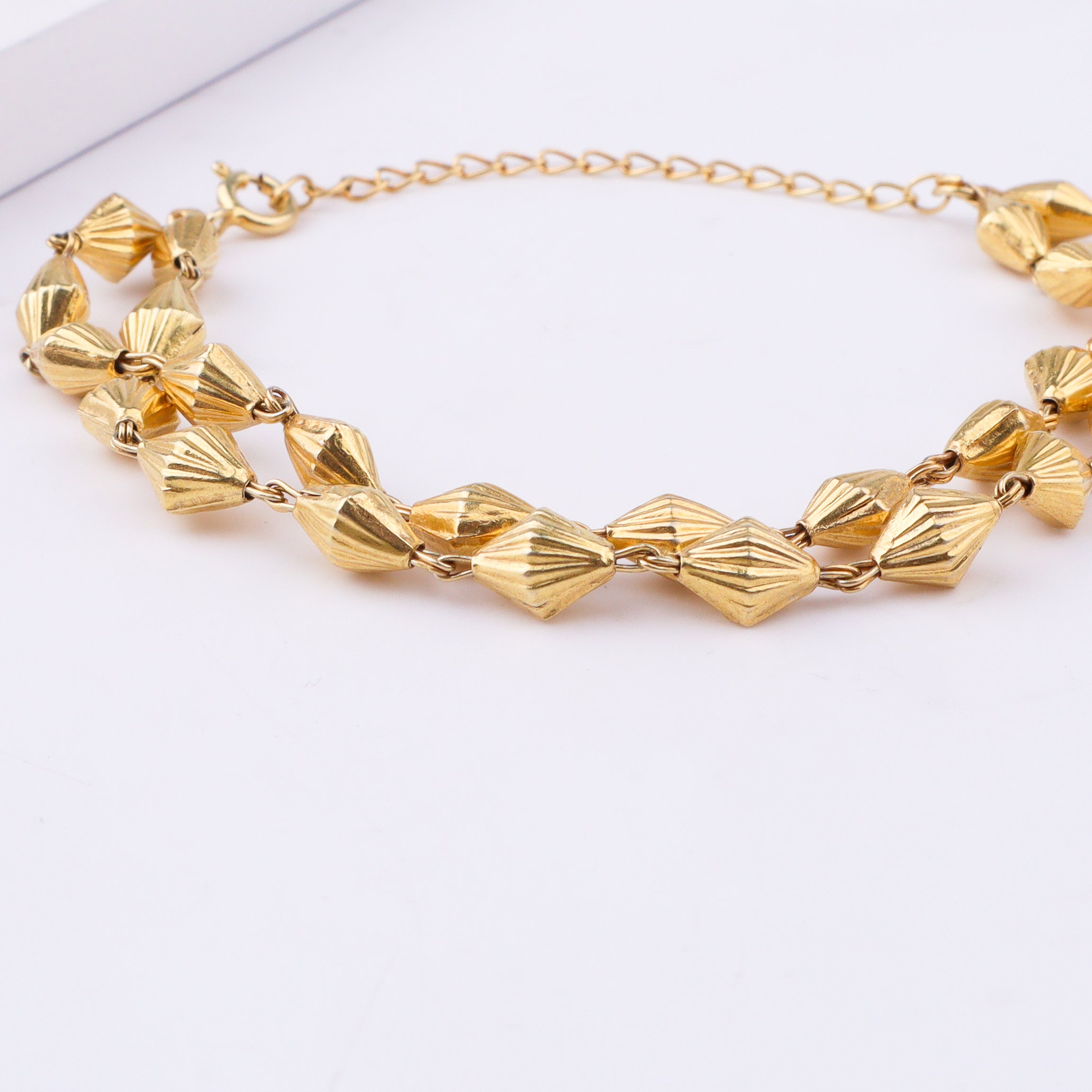 Double Layer Silver Bead Bracelet | 22K Gold-Plated