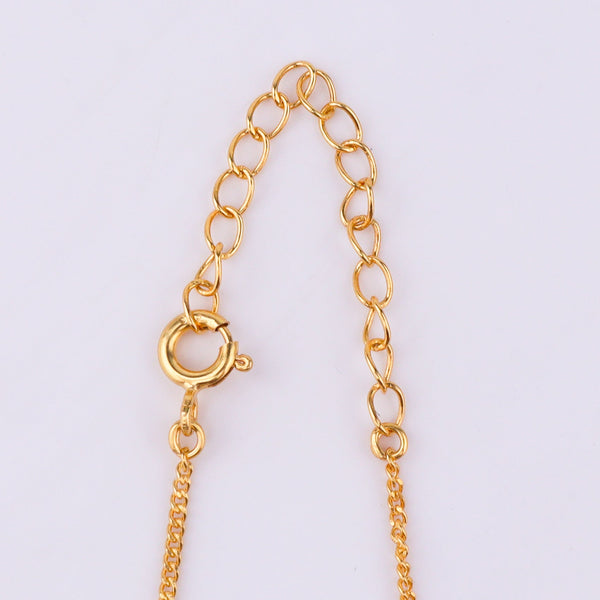 Gold chain with clasp detail on white background