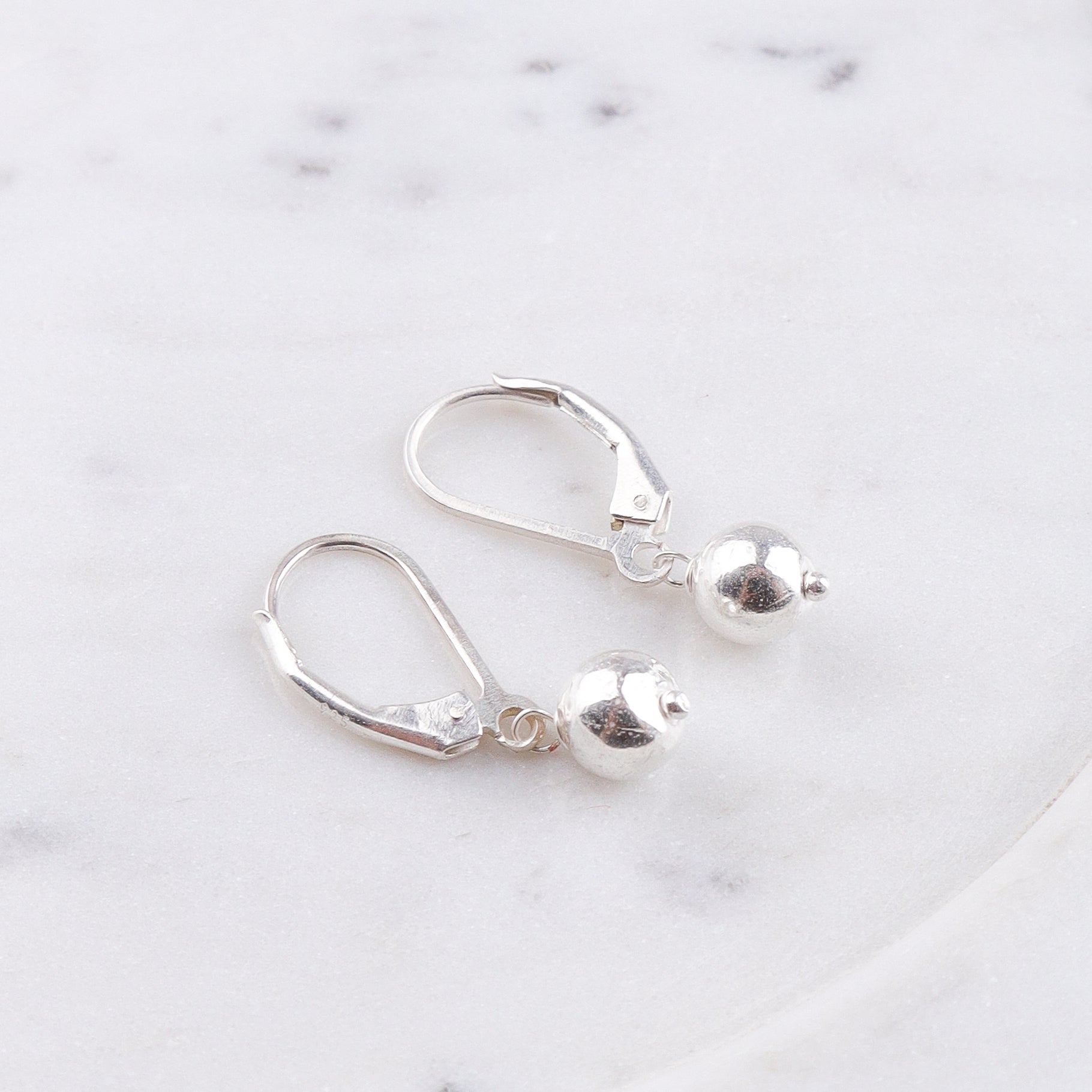 Silver Bead Dangle Earrings