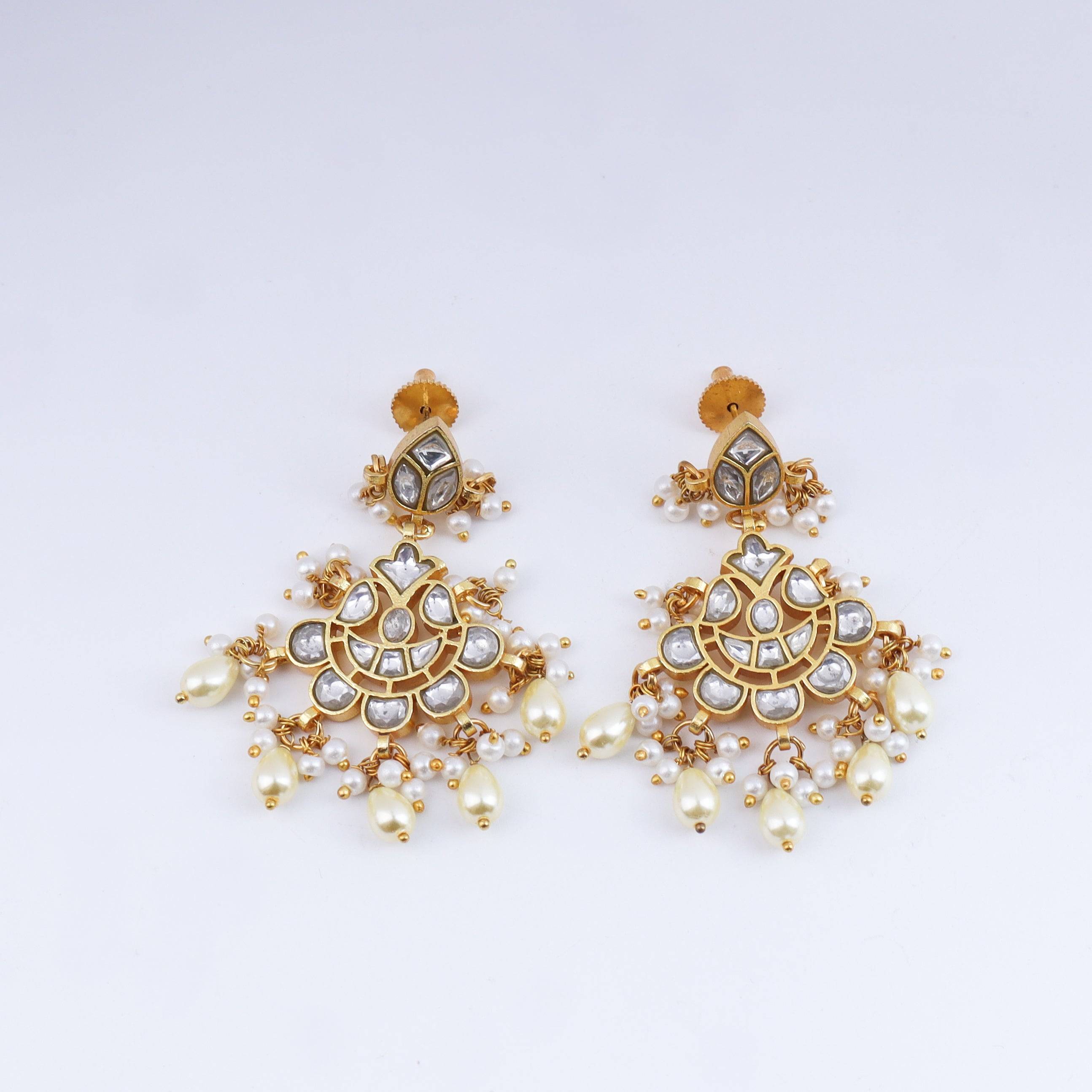 Close-up of a 22K gold-plated fashion earring showcasing intricate detailing, fine craftsmanship, and rich 22K gold plating