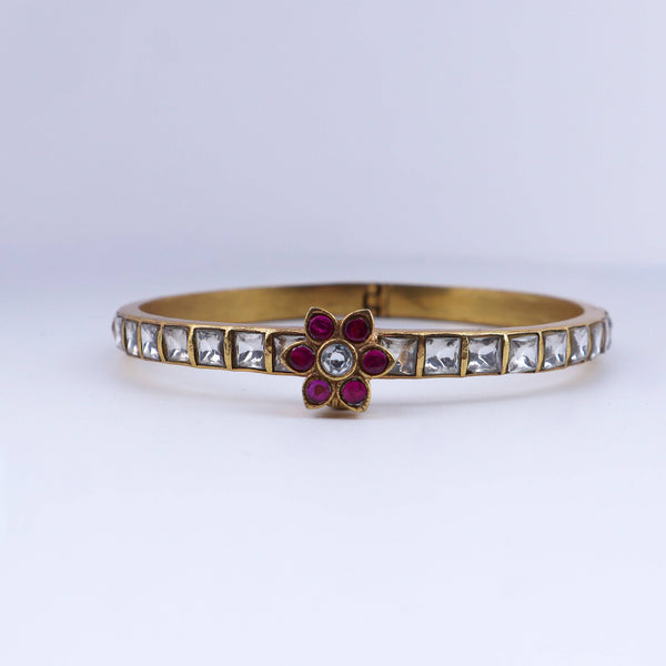Close-up of a 22K gold-plated fashion bangle (single) showcasing intricate detailing, fine craftsmanship, and rich 22K gold plating