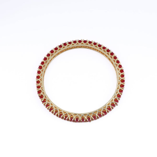 Detailed view of a 22K gold-plated fashion bangle (single) highlighting intricate motifs, textured detailing, and a premium 22K gold-plated finish