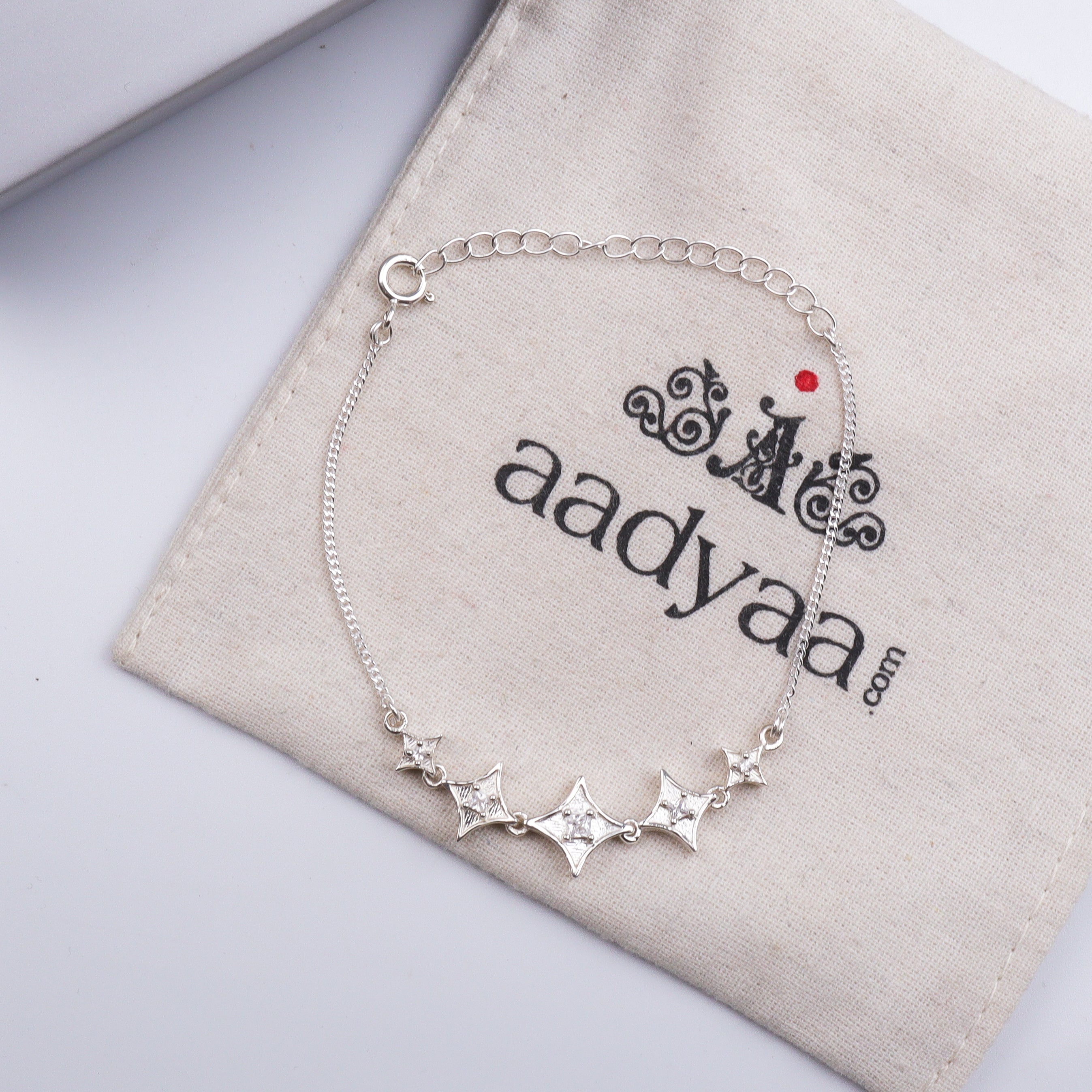 Silver CZ Diamond Shape Bracelet