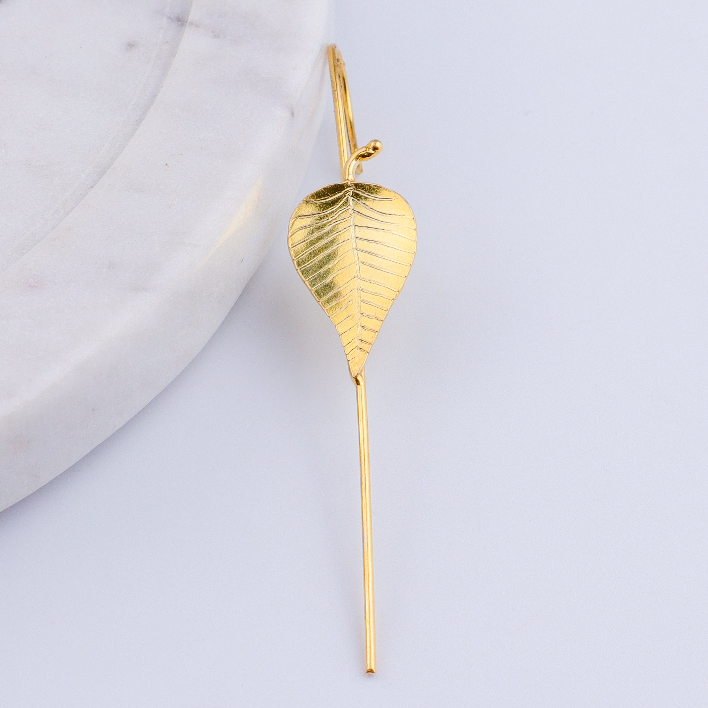 Silver Peepal Motif Single Earcuff | 92.5 Silver | 22K Gold Plated