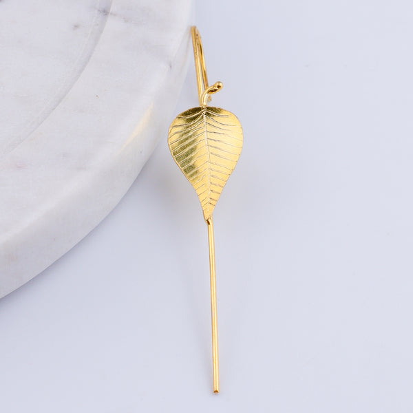 Silver Peepal Motif Single Earcuff | 92.5 Silver | 22K Gold Plated