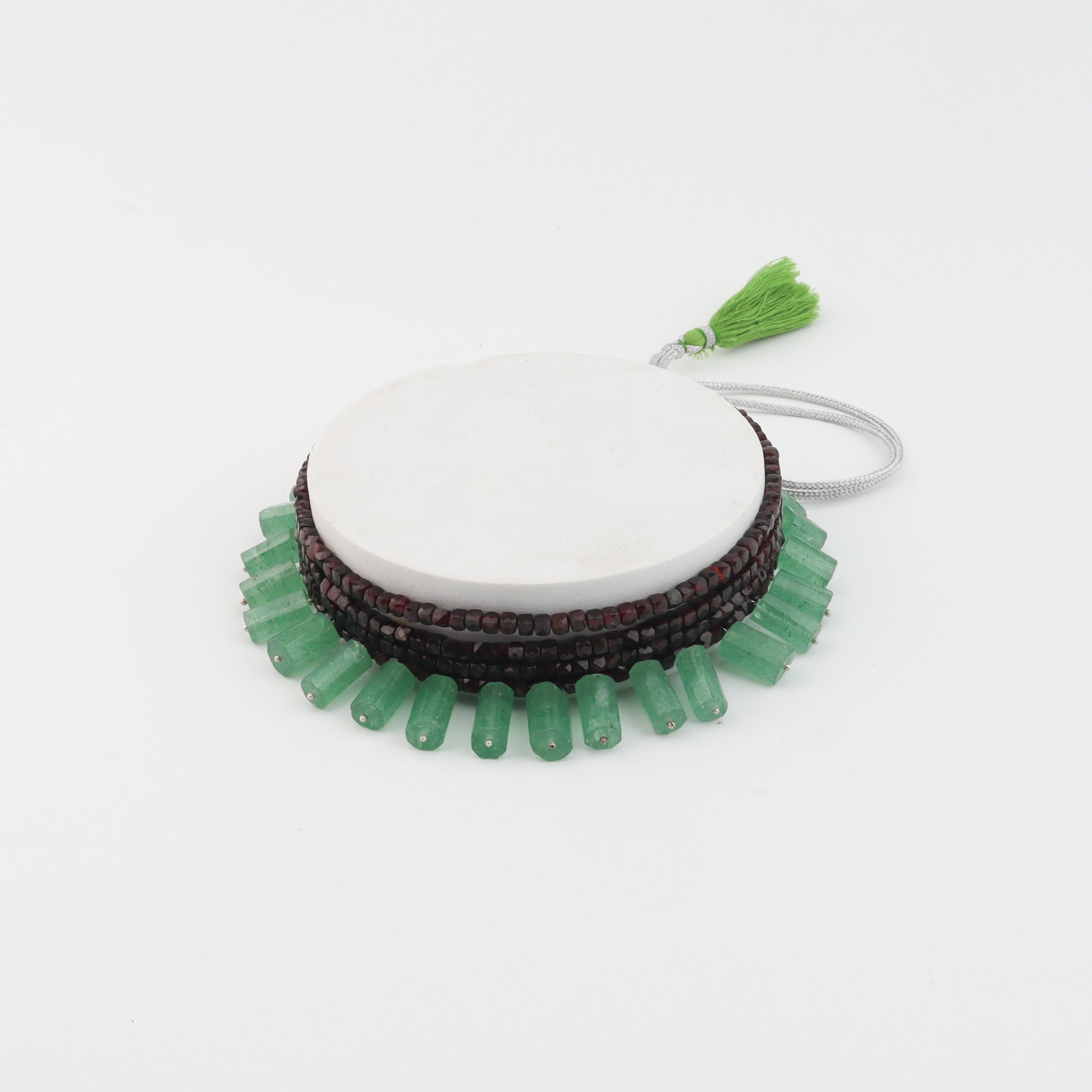Luxe Choker - Russian Green Stones and Garnet