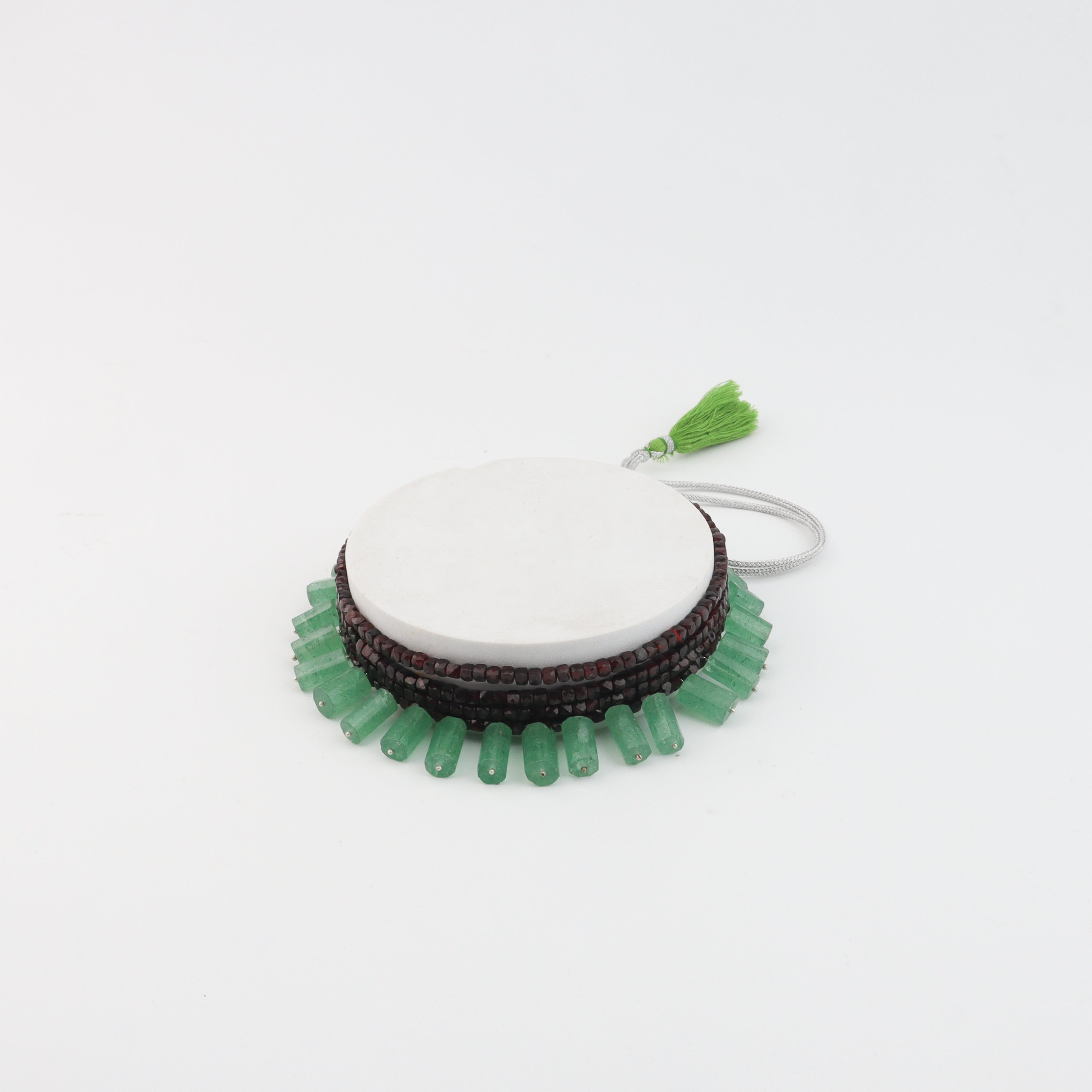 Luxe Choker - Russian Green Stones and Garnet
