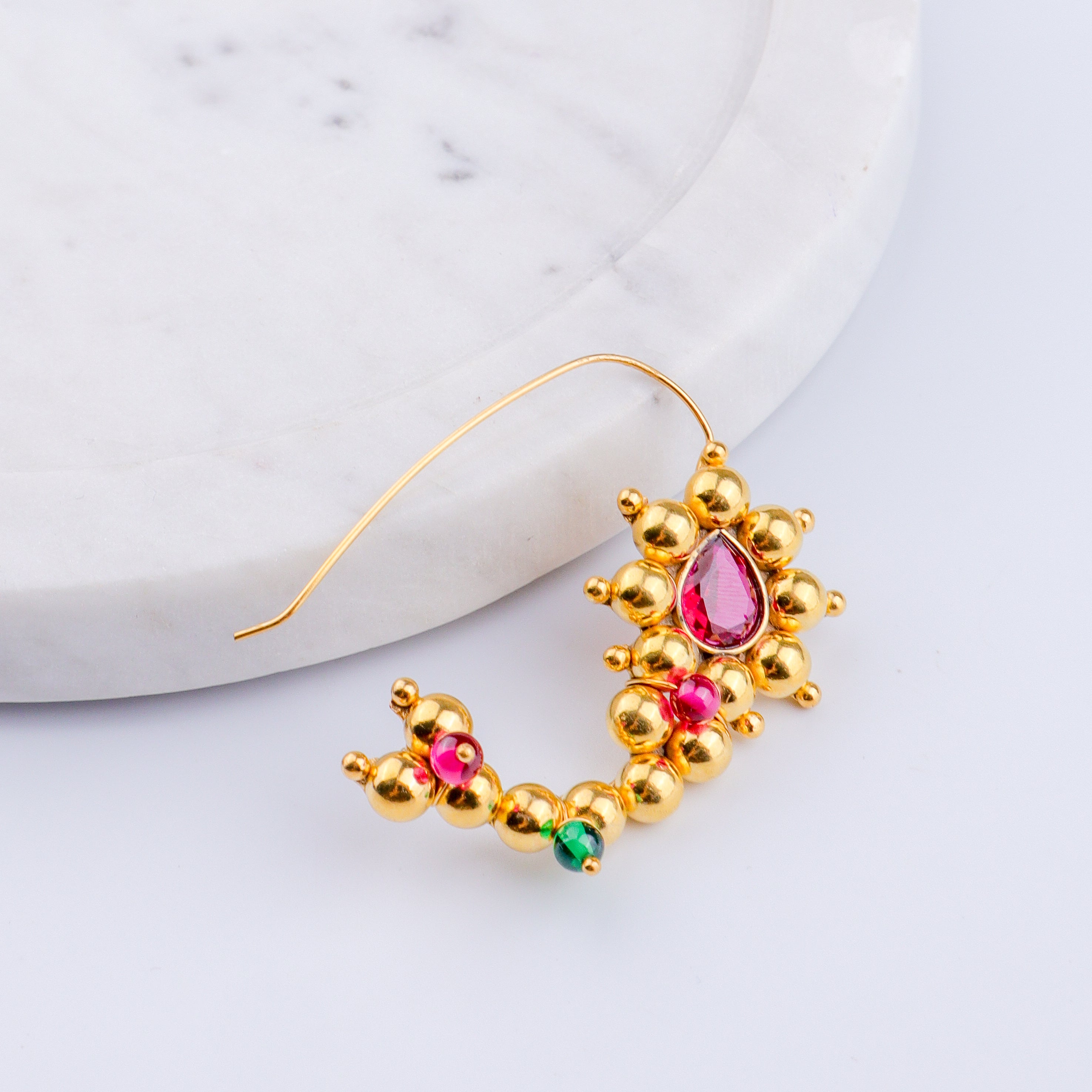 Itihaas Silver Maharashtrian Nath: Big (Left) | 92.5 Silver | 22K Gold Plated