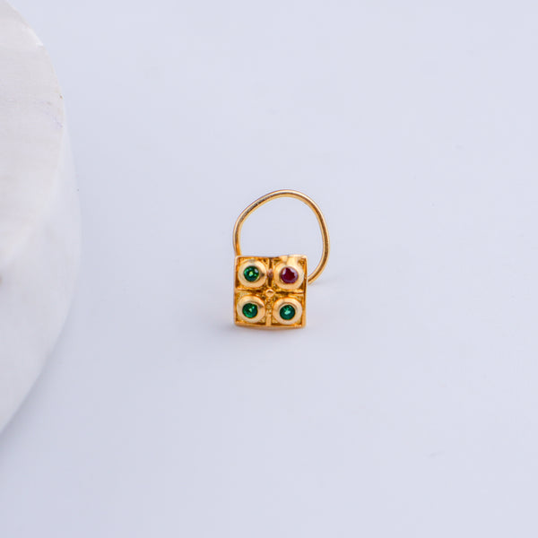 Silver Nakshatra Nose pin (Pierced, Gold Plated)