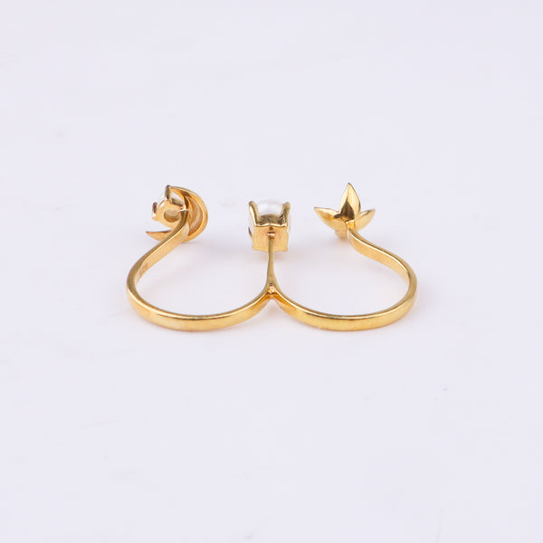 Pearl Moonflower Two-Finger Ring | 22K Gold-Plated