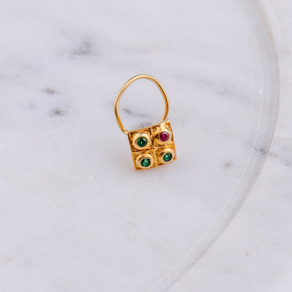 Silver Nakshatra Nose pin (Pierced, Gold Plated)