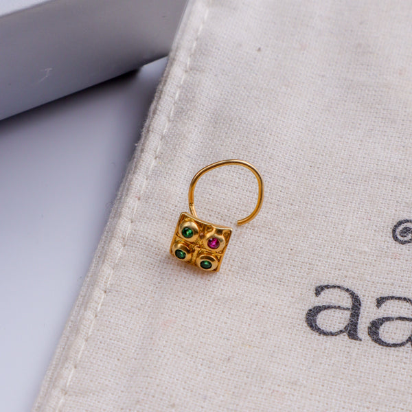 Silver Nakshatra Nose pin (Pierced, Gold Plated)