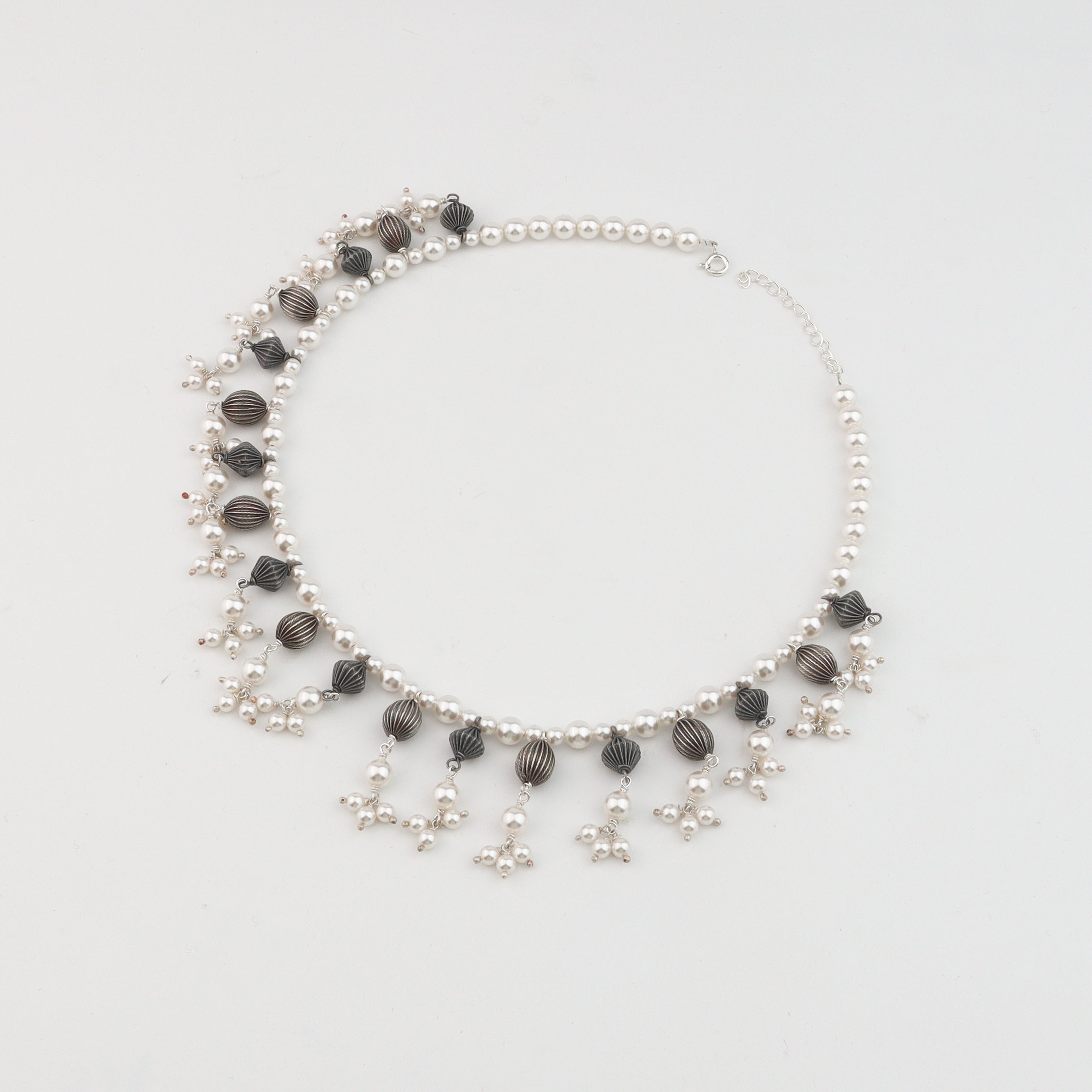 Luxe Choker - Oxidized Beads & Pearls