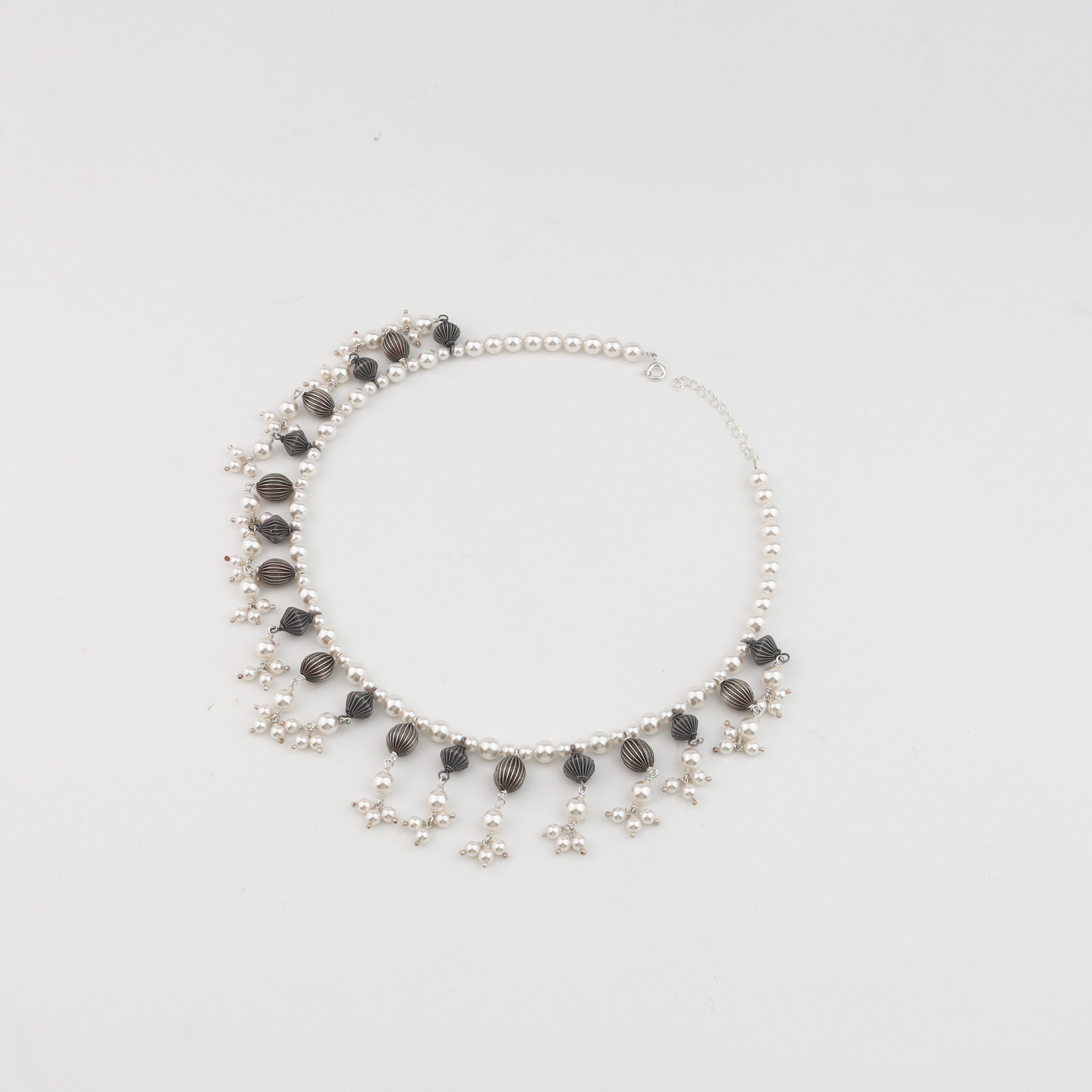 Luxe Choker - Oxidized Beads & Pearls