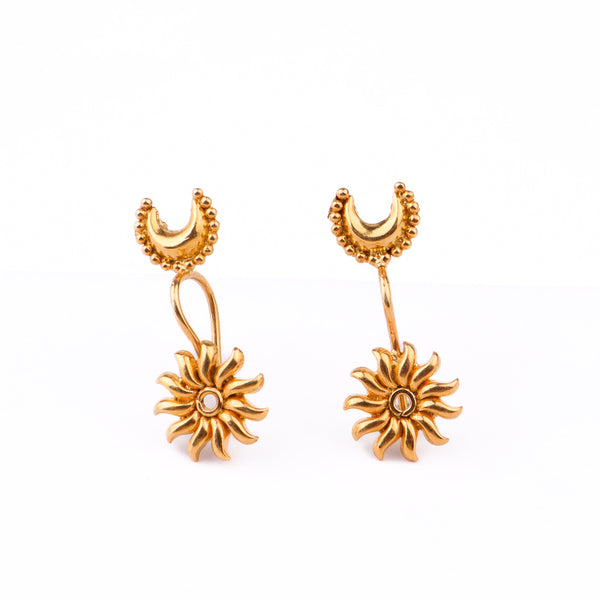 Gold-plated silver earrings with traditional Maharashtrian clip-on design