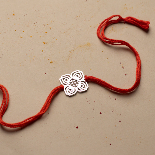 Silver Laser Cut Nakshi Rakhi