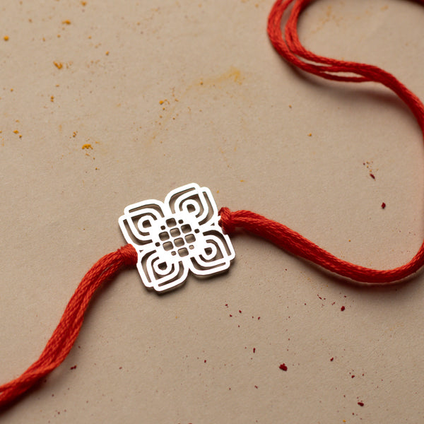 Silver Laser Cut Nakshi Rakhi