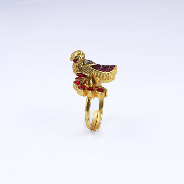 Close-up of a 22K gold-plated fashion ring showcasing intricate detailing, fine craftsmanship, and rich 22K gold plating