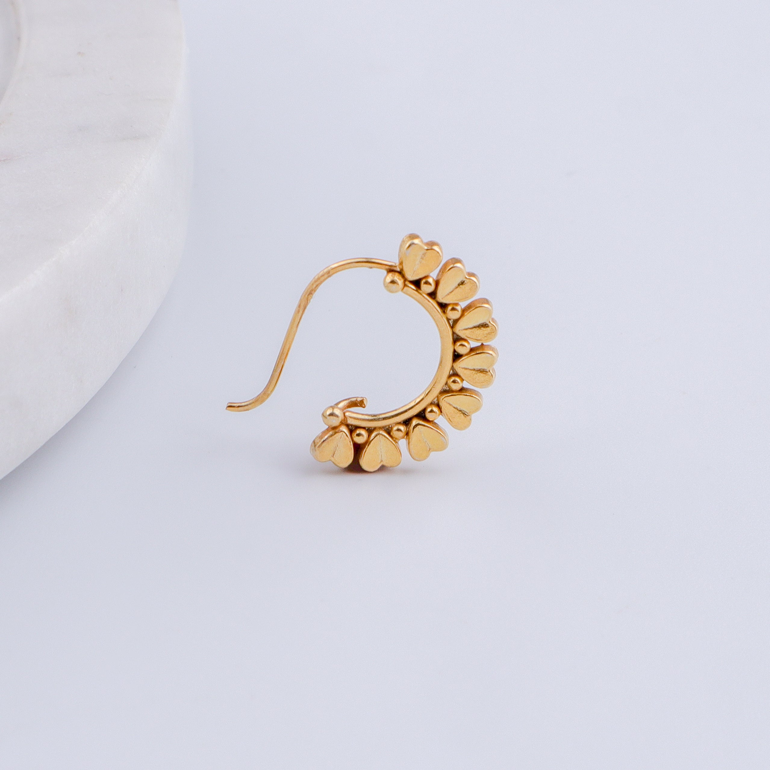 Heart Nath (Left, Pierced) | 92.5 Silver | 22K Gold Plated