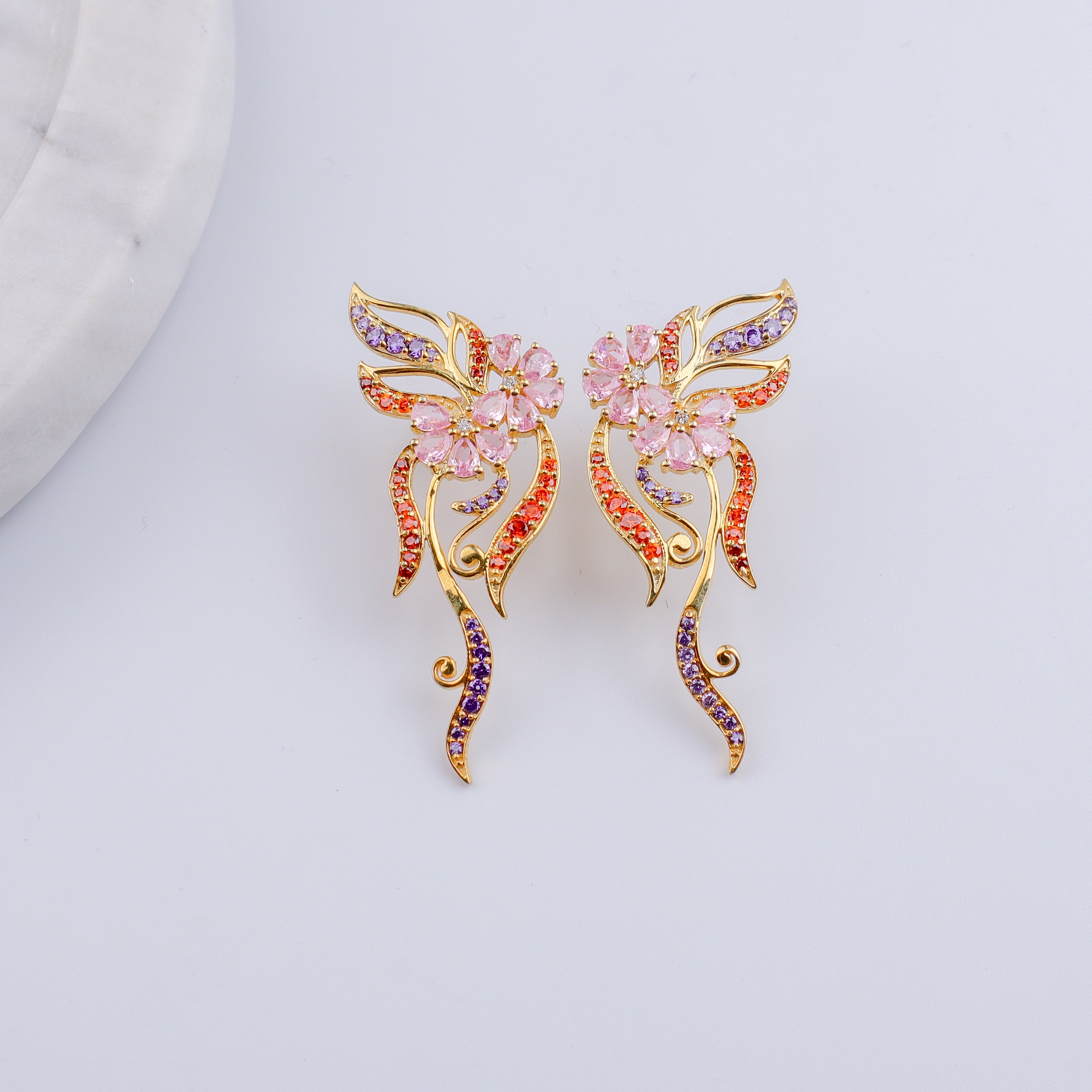 Vine Bloom Earrings | 92.5 Silver | 22K Gold Plated