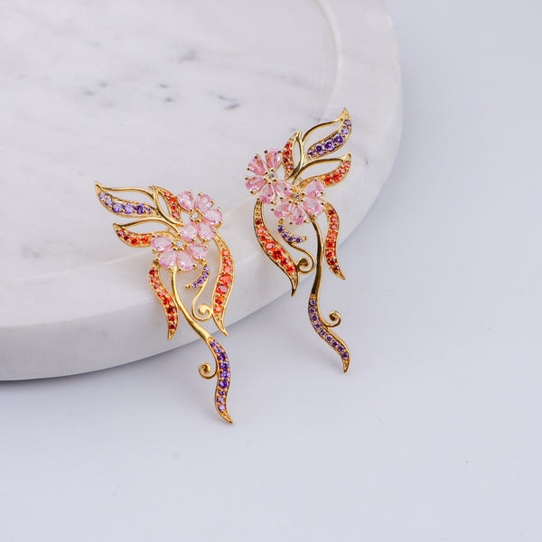 Vine Bloom Earrings | 92.5 Silver | 22K Gold Plated