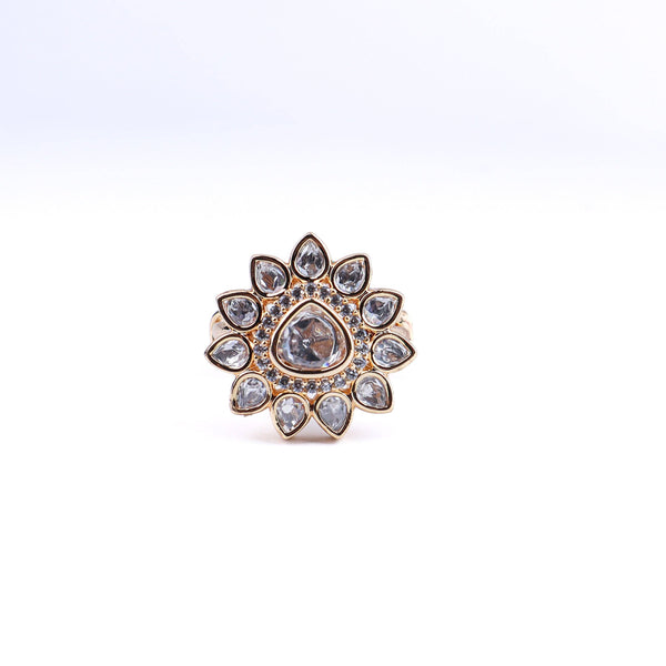 Detailed view of 22K gold-plated fashion earring highlighting intricate motifs, textured detailing, and premium 22K gold-plated finish