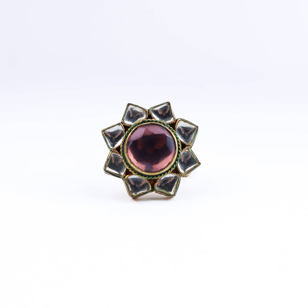 Close-up of a 22K gold-plated fashion ring showcasing intricate detailing, fine craftsmanship, and rich 22K gold plating