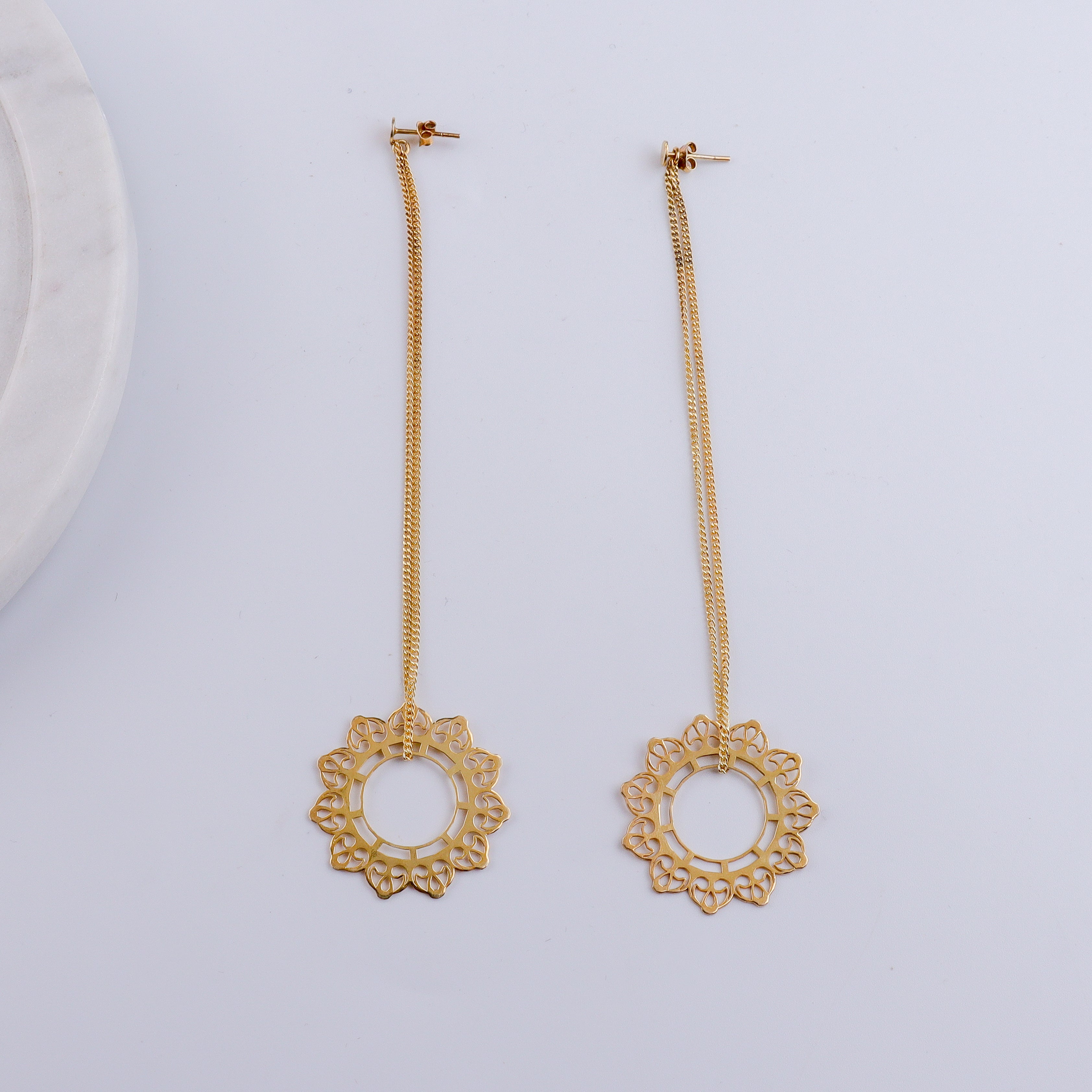 Silver Rose Bud Filigree Dangler Earring | 92.5 Silver | 22K Gold Plated