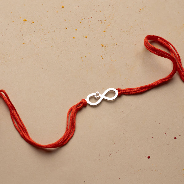 Silver Laser Cut Infinity Heart Rakhi
