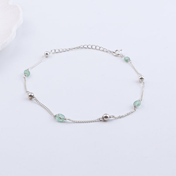 Russian Quartz & Silver Bead Anklet (Project Handmade)