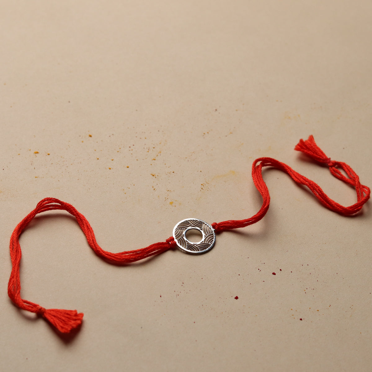 Silver Laser Cut Ripple Pattern Rakhi