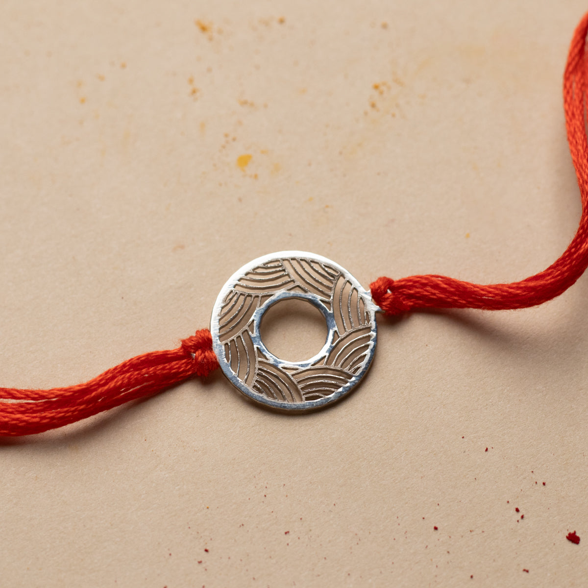 Silver Laser Cut Ripple Pattern Rakhi