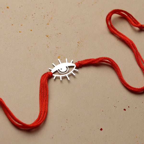 Silver Laser Cut Evil Eye Rakhi