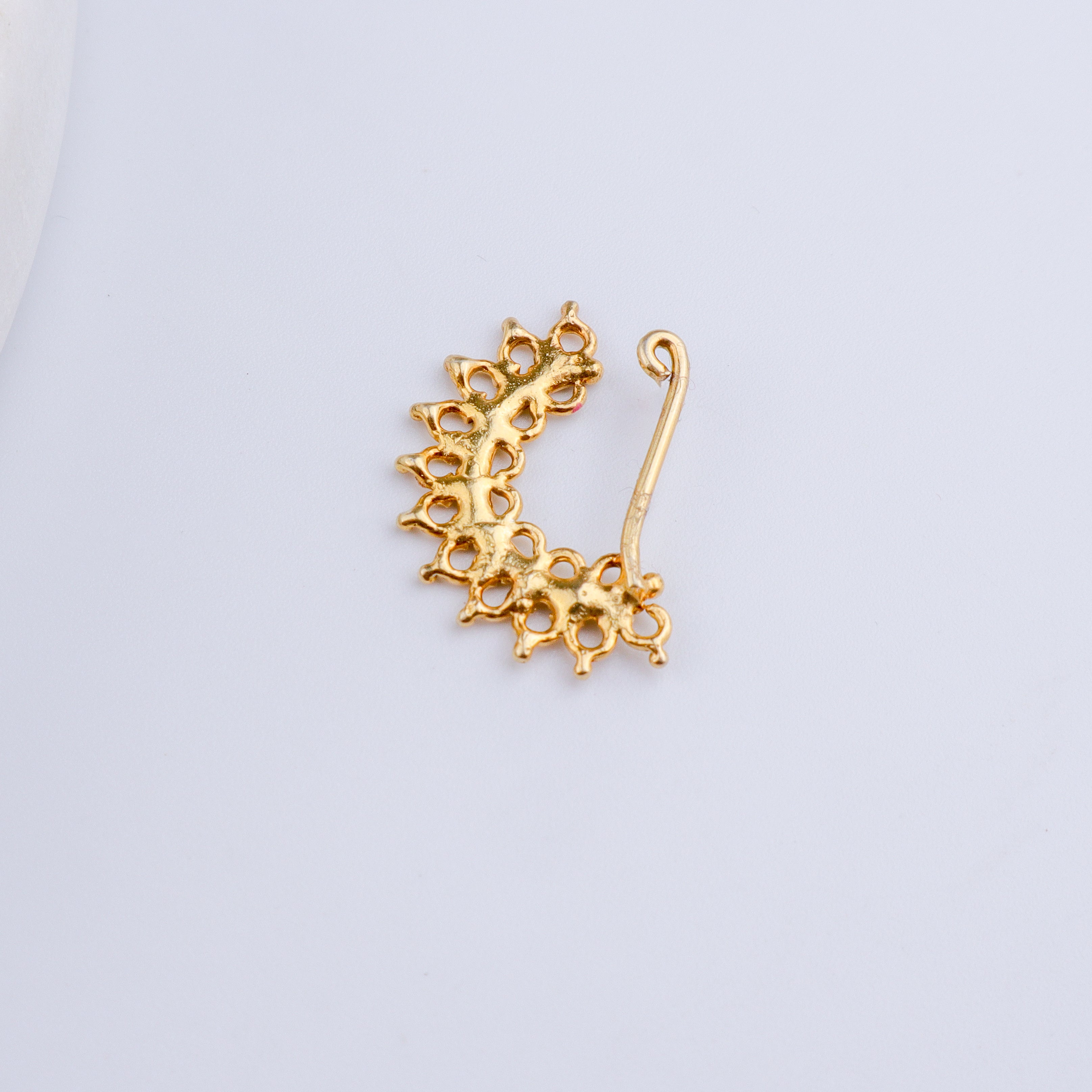 Silver Filigree Nath (Left, Clip-On) | 22K Gold-Plated