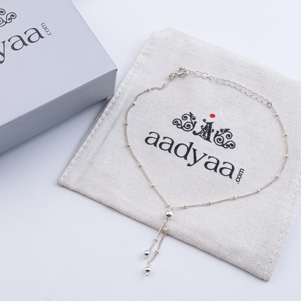 Silver Bead with Chain Latkan Anklet (Project Handmade)