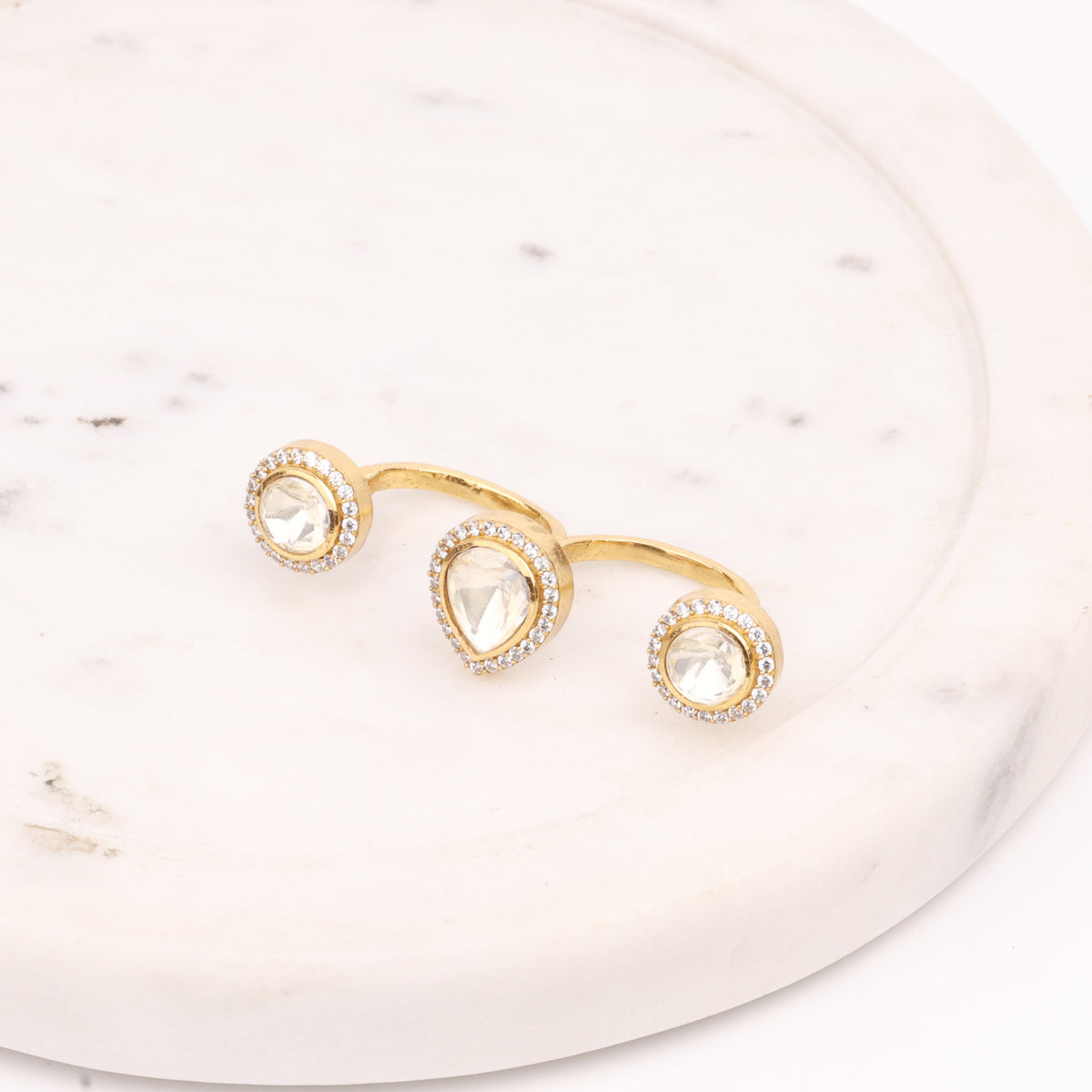 22K Gold Plated Fashion Two Finger Ring